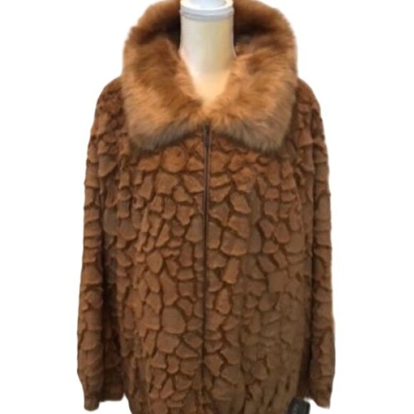 Adrienne Landau Jackets & Blazers - ADRIENNE LANDAU CAMEL COLLARED FAUX FUR LONG SLEEVE JACKET COAT ( XL ) NWT $275